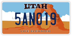 5AN019  license plate in UT