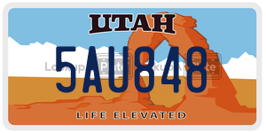 5AU848  license plate in UT