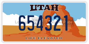 654321  license plate in UT