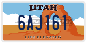 6AJ161  license plate in UT