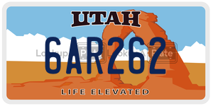6AR262  license plate in UT