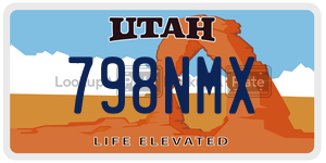 798NMX  license plate in UT