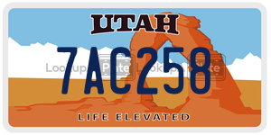 7AC258  license plate in UT