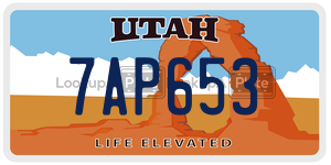 7AP653  license plate in UT