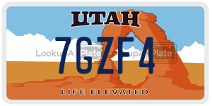 7GZF4  license plate in UT