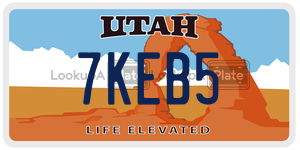 7KEB5  license plate in UT