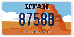 8758B  license plate in UT