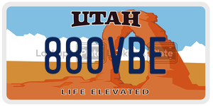 880VBE  license plate in UT