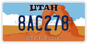 8AC278  license plate in UT