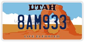 8AM933  license plate in UT