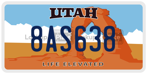 8AS638  license plate in UT