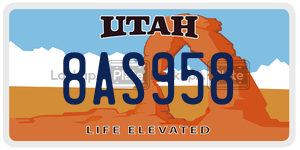 8AS958  license plate in UT