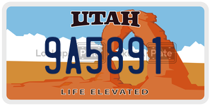 9A5891  license plate in UT