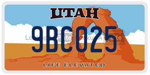 9BC025  license plate in UT