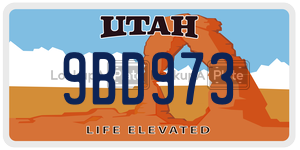 9BD973  license plate in UT