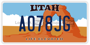 A078JG  license plate in UT