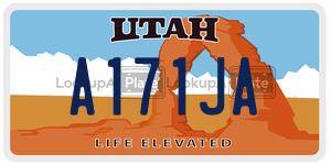 A171JA  license plate in UT