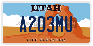 A203MU license plate in Utah