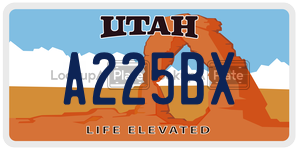 A225BX  license plate in UT
