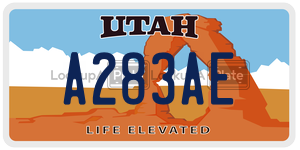 A283AE  license plate in UT