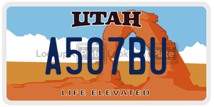 A507BU license plate in Utah