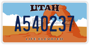 A540237 license plate in Utah