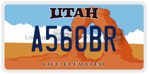 A560BR license plate in Utah