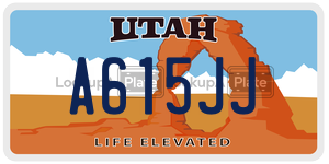 A615JJ  license plate in UT