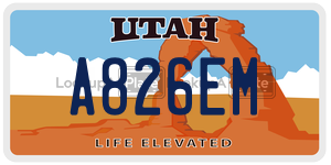 A826EM  license plate in UT