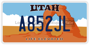 A852JL  license plate in UT