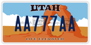 AA777AA  license plate in UT