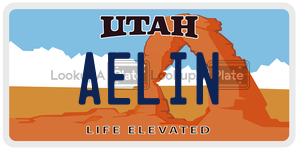 AELIN license plate in Utah