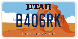 B406RK  license plate in UT