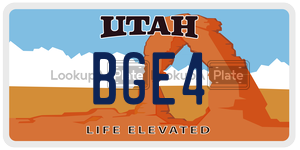 BGE4 license plate in Utah