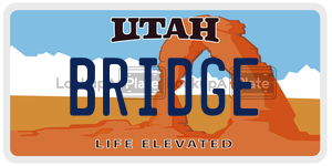BRIDGE  license plate in UT