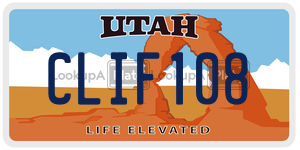 CLIF108  license plate in UT
