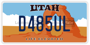 D485UL  license plate in UT