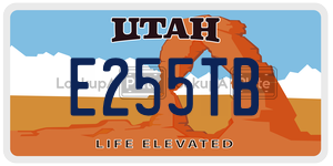 E255TB  license plate in UT