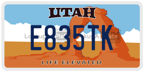 E835TK license plate in Utah