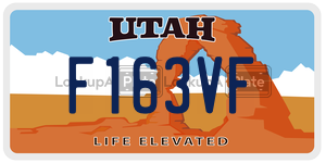F163VF  license plate in UT
