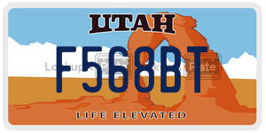 F568BT license plate in Utah