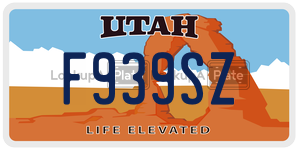 F939SZ  license plate in UT