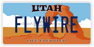 FLYWIRE  license plate in UT
