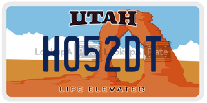 H052DT  license plate in UT