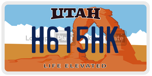 H615HK  license plate in UT