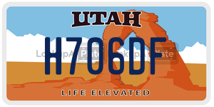 H706DF  license plate in UT