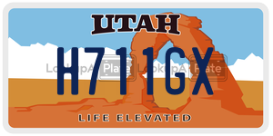 H711GX  license plate in UT