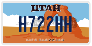 H722HH  license plate in UT