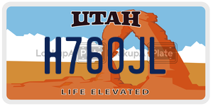 H760JL  license plate in UT