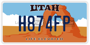 H874FP  license plate in UT
